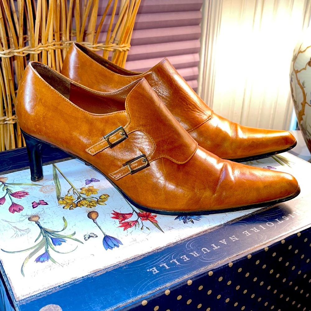 Vintage Faconnable cognac ankle booty no
